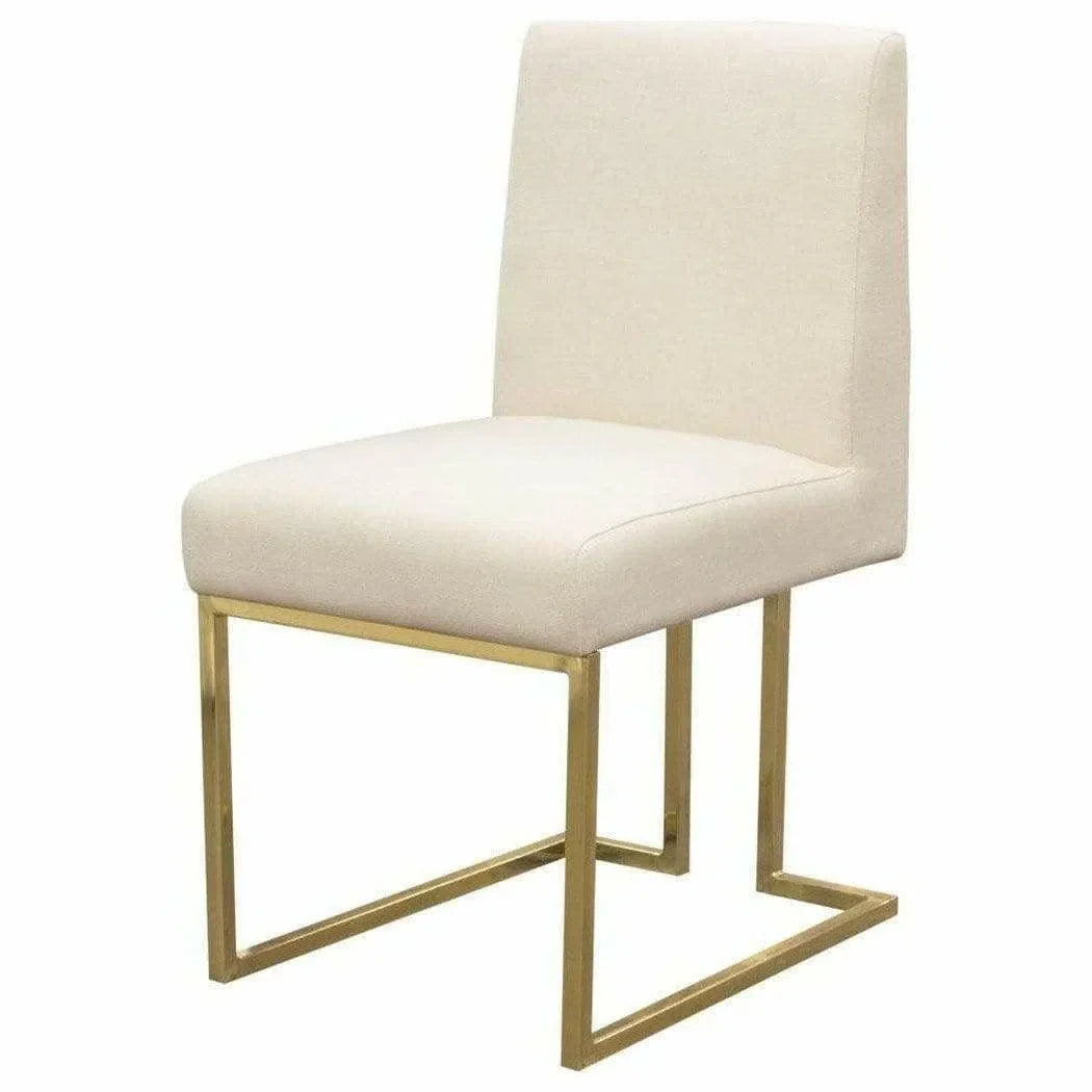 Set of 2 Dining Chairs in Cream Fabric Gold Metal Frame Dining Chairs Sideboards and Things  By Diamond Sofa