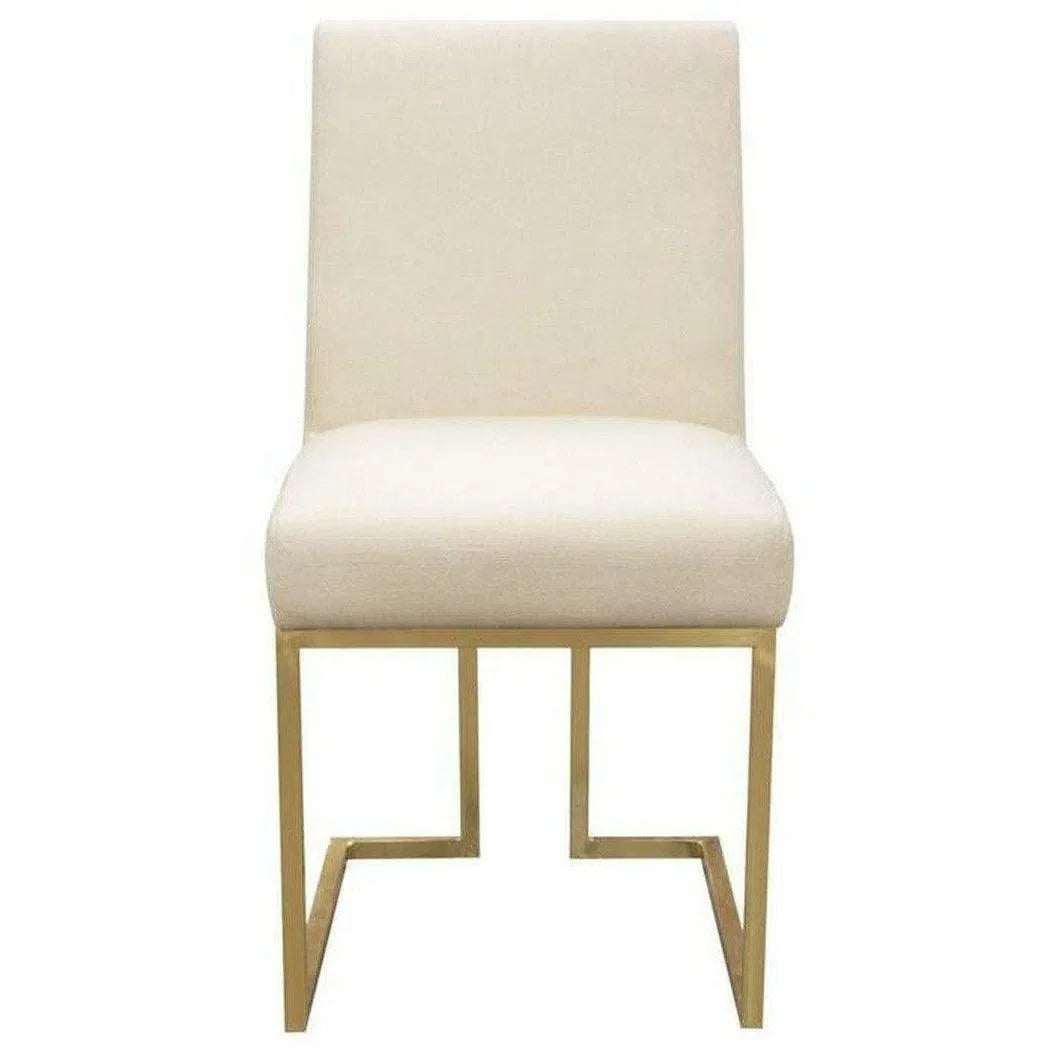 Set of 2 Dining Chairs in Cream Fabric Gold Metal Frame Dining Chairs Sideboards and Things  By Diamond Sofa