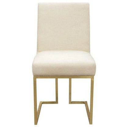 Set of 2 Dining Chairs in Cream Fabric Gold Metal Frame Dining Chairs Sideboards and Things  By Diamond Sofa