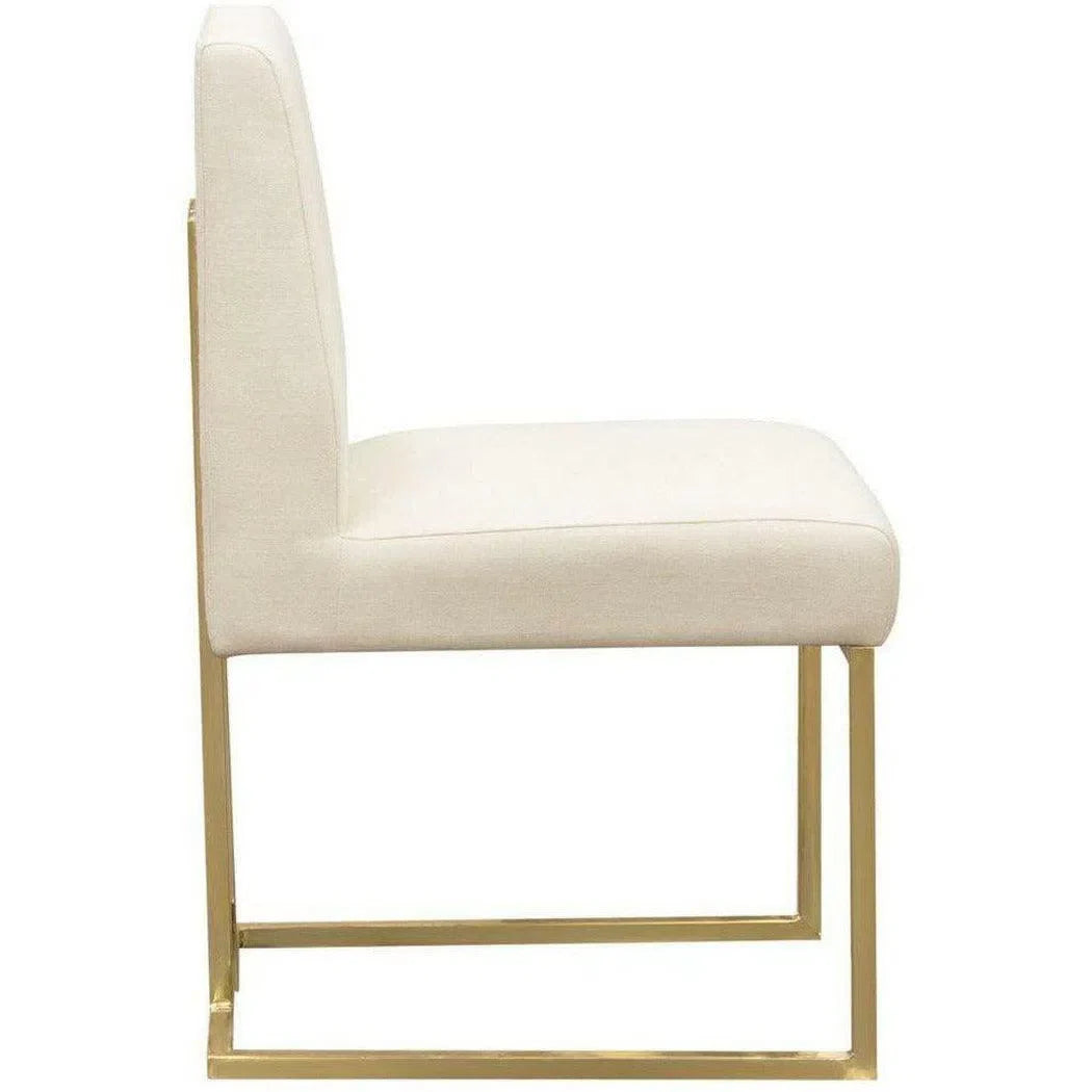 Set of 2 Dining Chairs in Cream Fabric Gold Metal Frame Dining Chairs Sideboards and Things  By Diamond Sofa