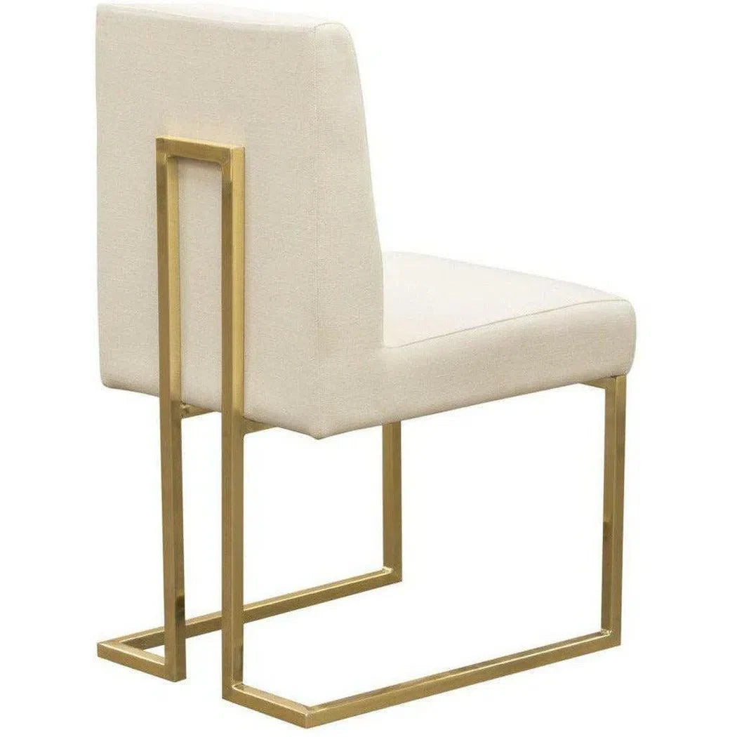 Set of 2 Dining Chairs in Cream Fabric Gold Metal Frame Dining Chairs Sideboards and Things  By Diamond Sofa