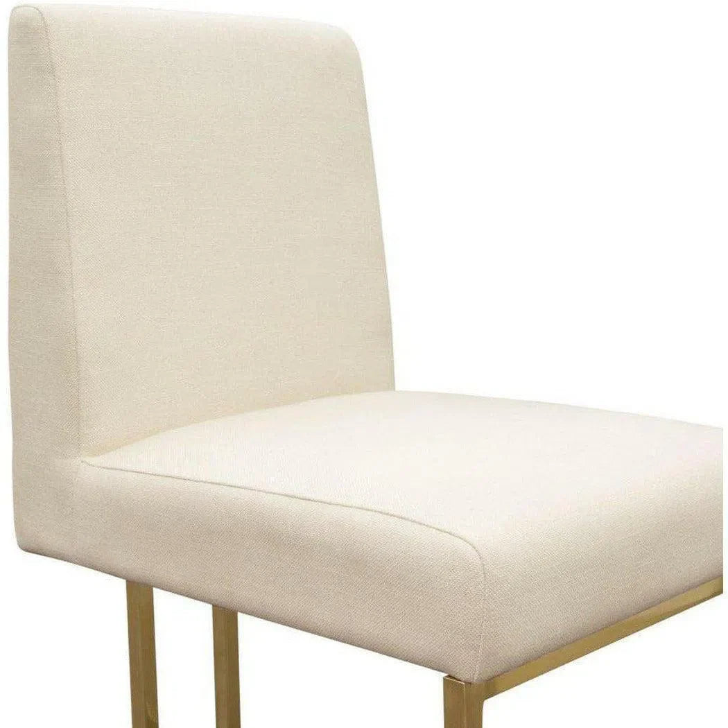 Set of 2 Dining Chairs in Cream Fabric Gold Metal Frame Dining Chairs Sideboards and Things  By Diamond Sofa