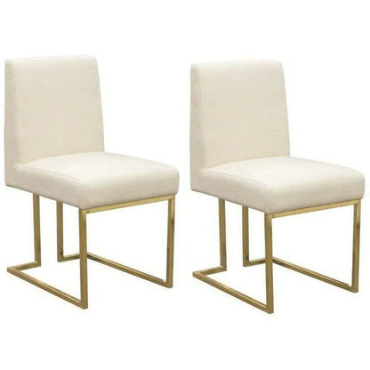 Set of 2 Dining Chairs in Cream Fabric Gold Metal Frame Dining Chairs Sideboards and Things  By Diamond Sofa