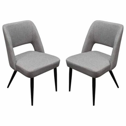 Set of 2 Dining Chairs in Grey Black Powder Coat Metal Leg Dining Chairs Sideboards and Things  By Diamond Sofa