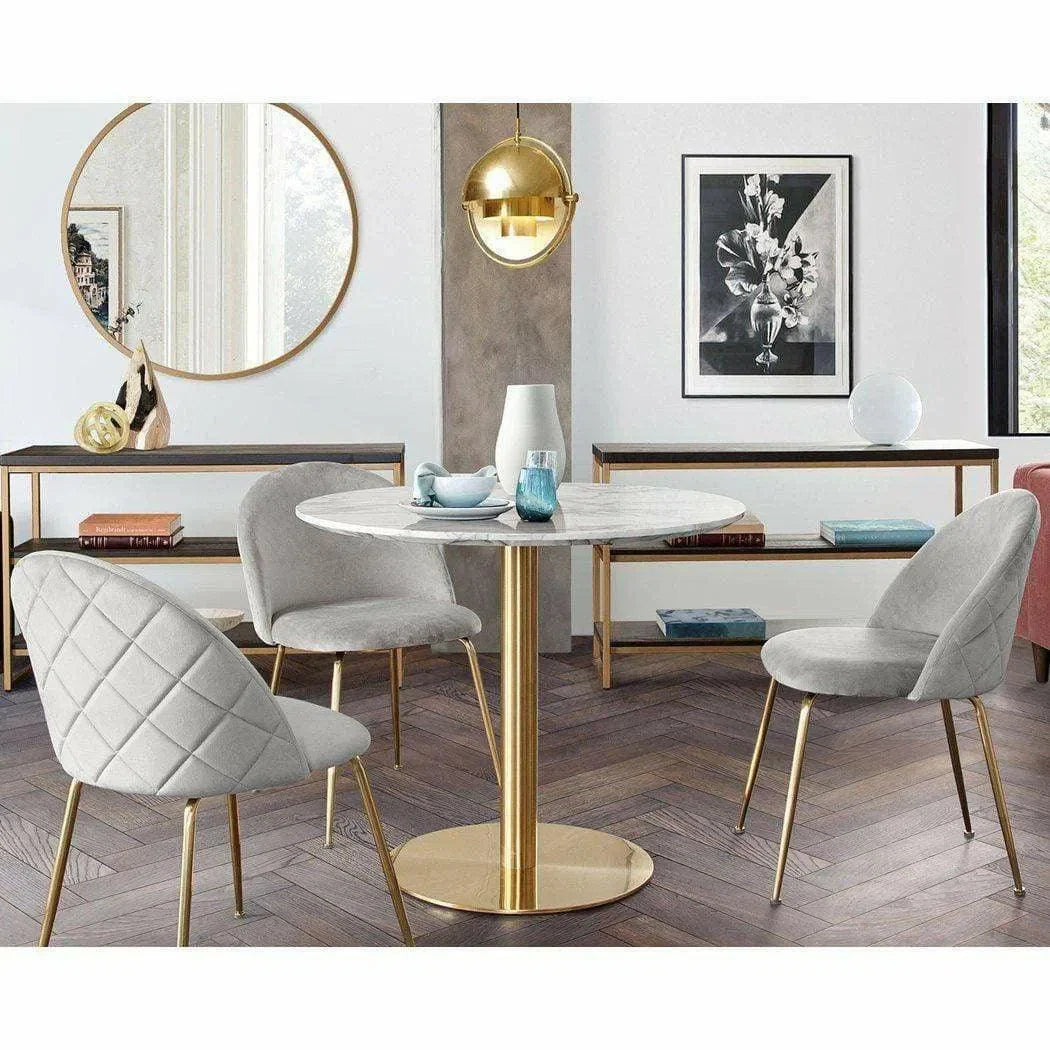 Set of 2 Dining Chairs in Grey Velvet Gold Metal Legs Dining Chairs Sideboards and Things  By Diamond Sofa