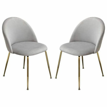 Set of 2 Dining Chairs in Grey Velvet Gold Metal Legs Dining Chairs Sideboards and Things  By Diamond Sofa