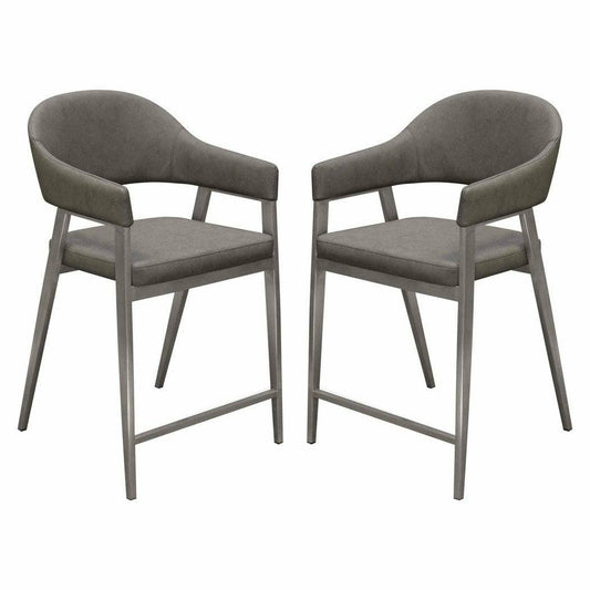 Set of Two Counter Height Chairs in Grey Leatherette Counter Stools Sideboards and Things  By Diamond Sofa