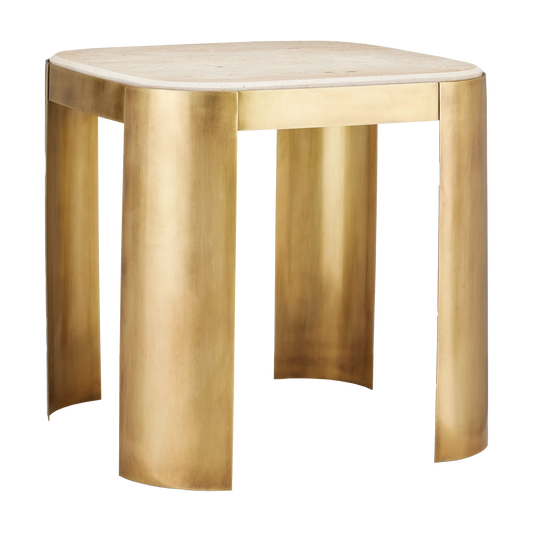 Sev Travertine Accent Table-Side Tables-Currey & Co-Sideboards and Things