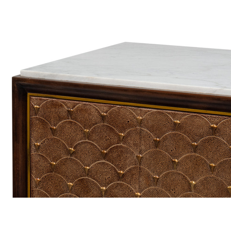 Palisades Shagreen Wood and Metal Tan Credenza