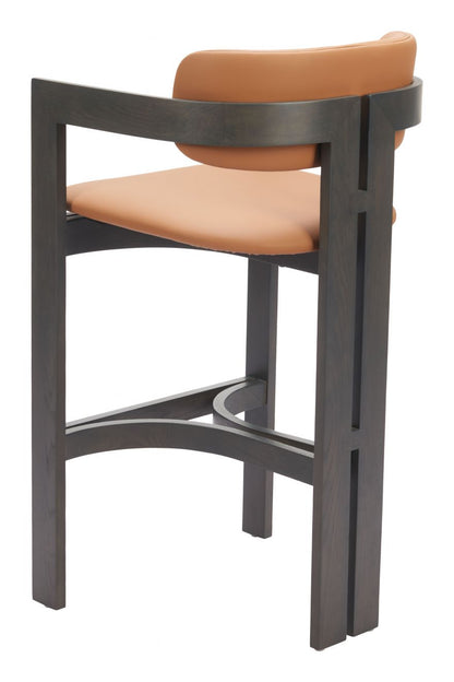 Zuo Modern Shaili Brown Faux Leather Barstool