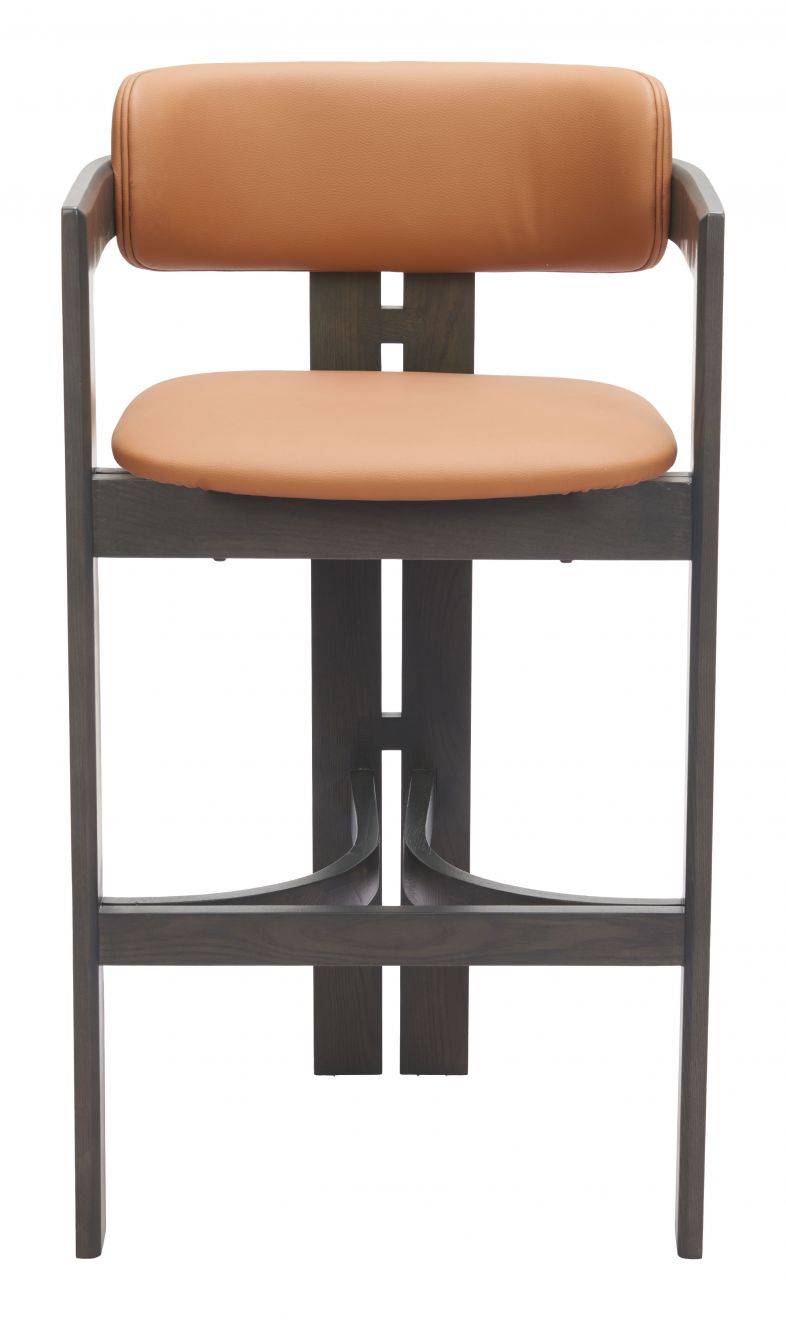 Zuo Modern Shaili Brown Faux Leather Barstool