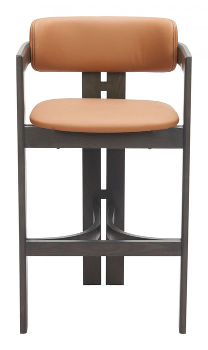 Zuo Modern Shaili Brown Faux Leather Barstool