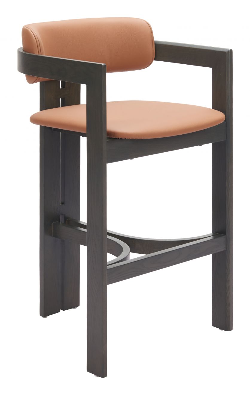Zuo Modern Shaili Brown Faux Leather Barstool