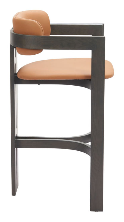 Zuo Modern Shaili Brown Faux Leather Barstool