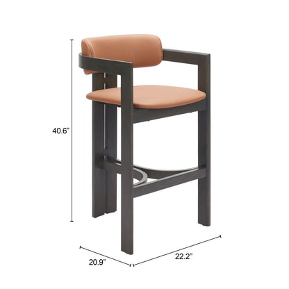 Zuo Modern Shaili Brown Faux Leather Barstool