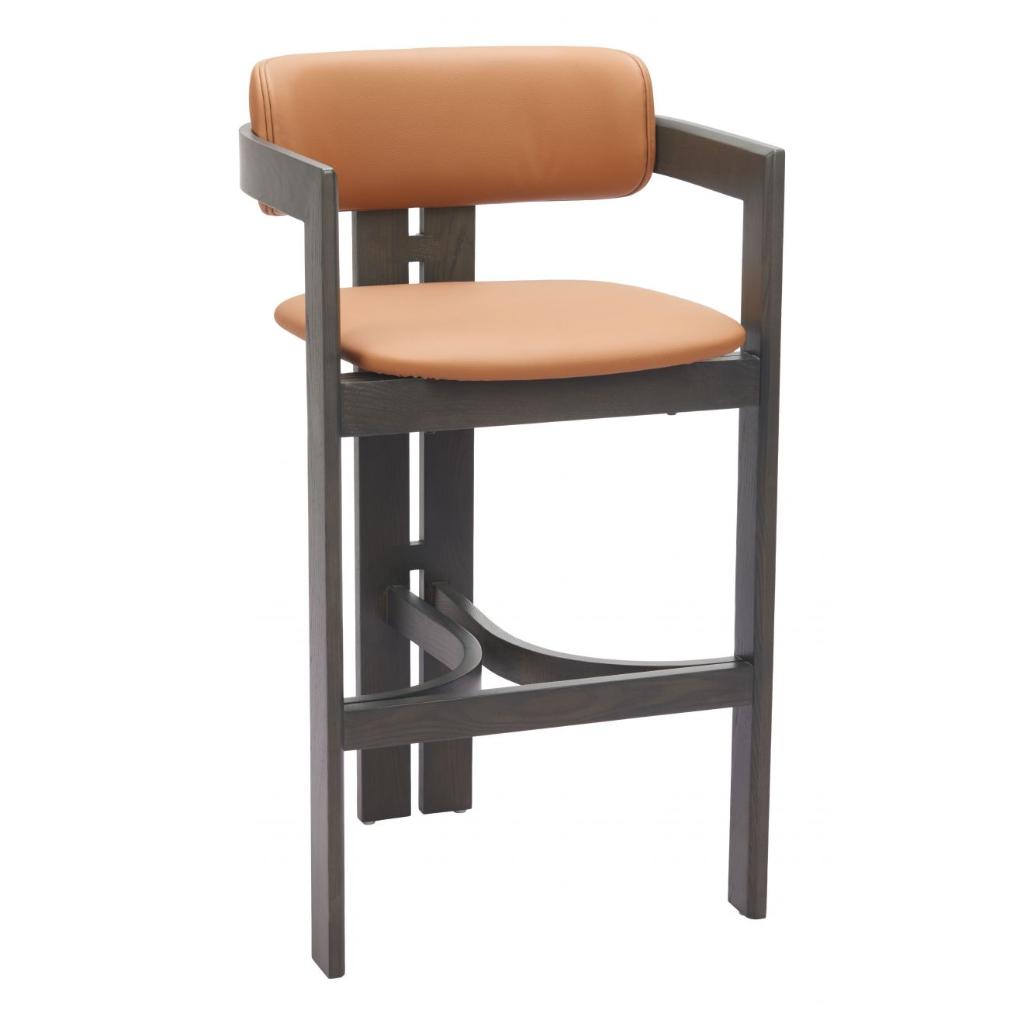 Zuo Modern Shaili Brown Faux Leather Barstool