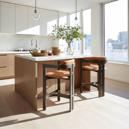 Zuo Modern Shaili Brown Faux Leather Counter Stool