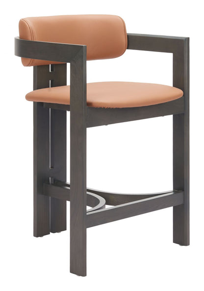 Zuo Modern Shaili Brown Faux Leather Counter Stool