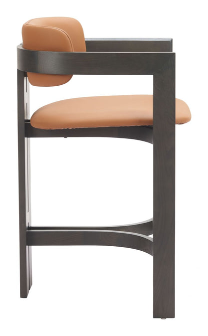 Zuo Modern Shaili Brown Faux Leather Counter Stool