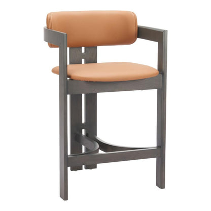 Zuo Modern Shaili Brown Faux Leather Counter Stool