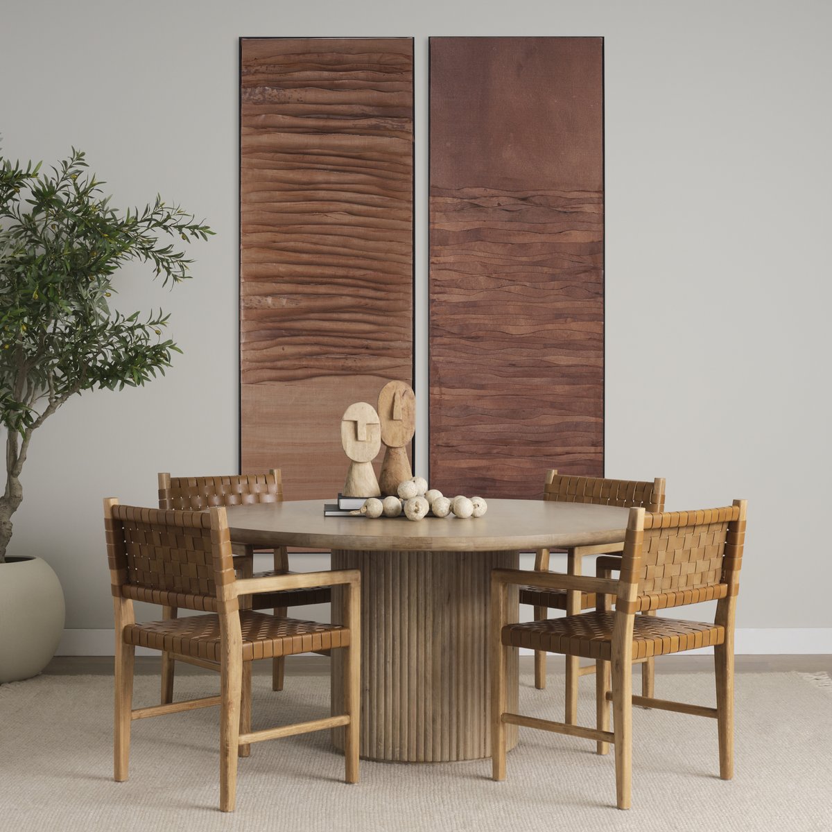 Mercana Shane Brown Leather Dining Armchair 2PC