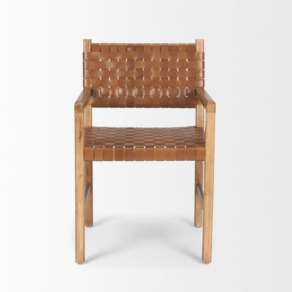 Mercana Shane Brown Leather Dining Armchair 2PC