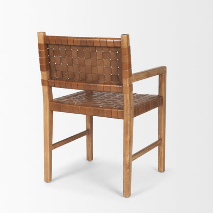 Mercana Shane Brown Leather Dining Armchair 2PC