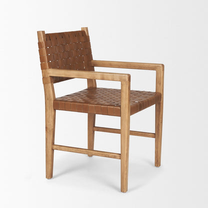 Mercana Shane Brown Leather Dining Armchair 2PC