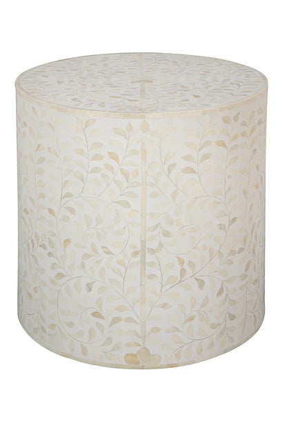 Furniture Classics Shell Marvelous White Round End Table