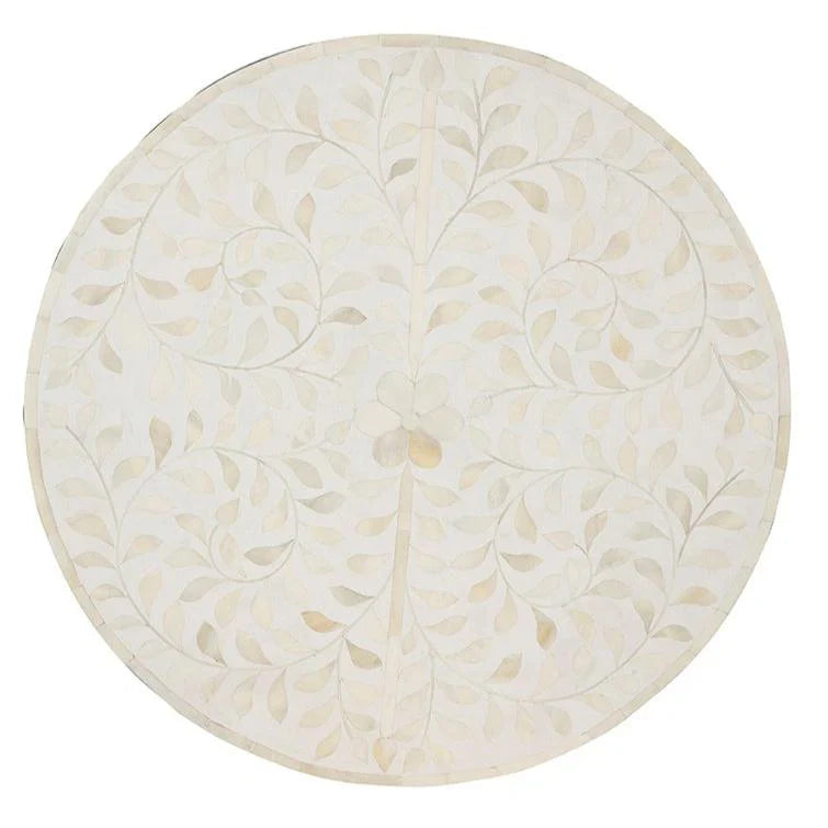 Furniture Classics Shell Marvelous White Round End Table