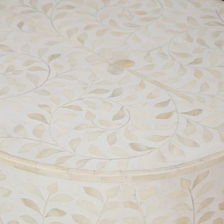 Furniture Classics Shell Marvelous White Round End Table