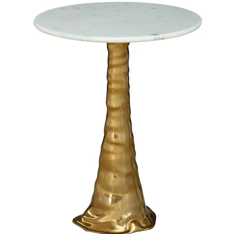 Shelton White Marble Topped Round Side Table