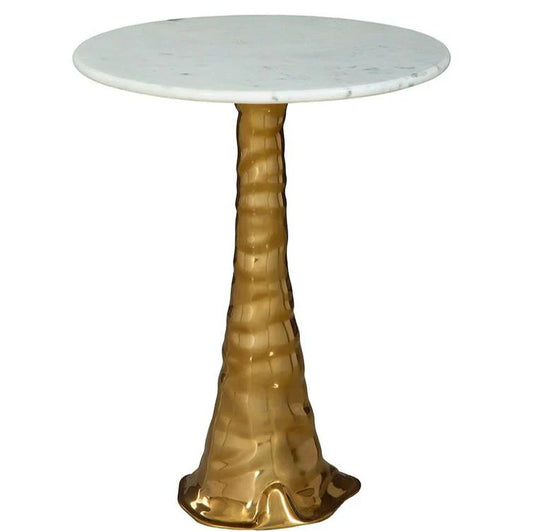 Shelton White Marble Topped Round Side Table