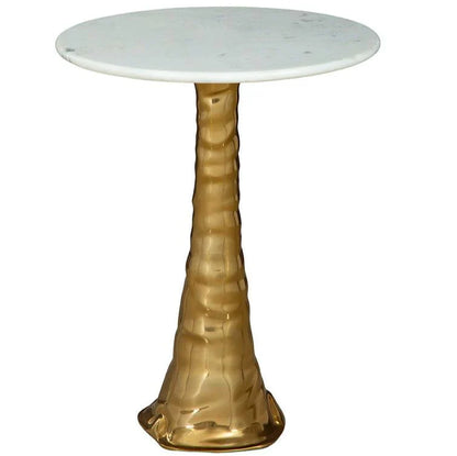 Shelton White Marble Topped Round Side Table