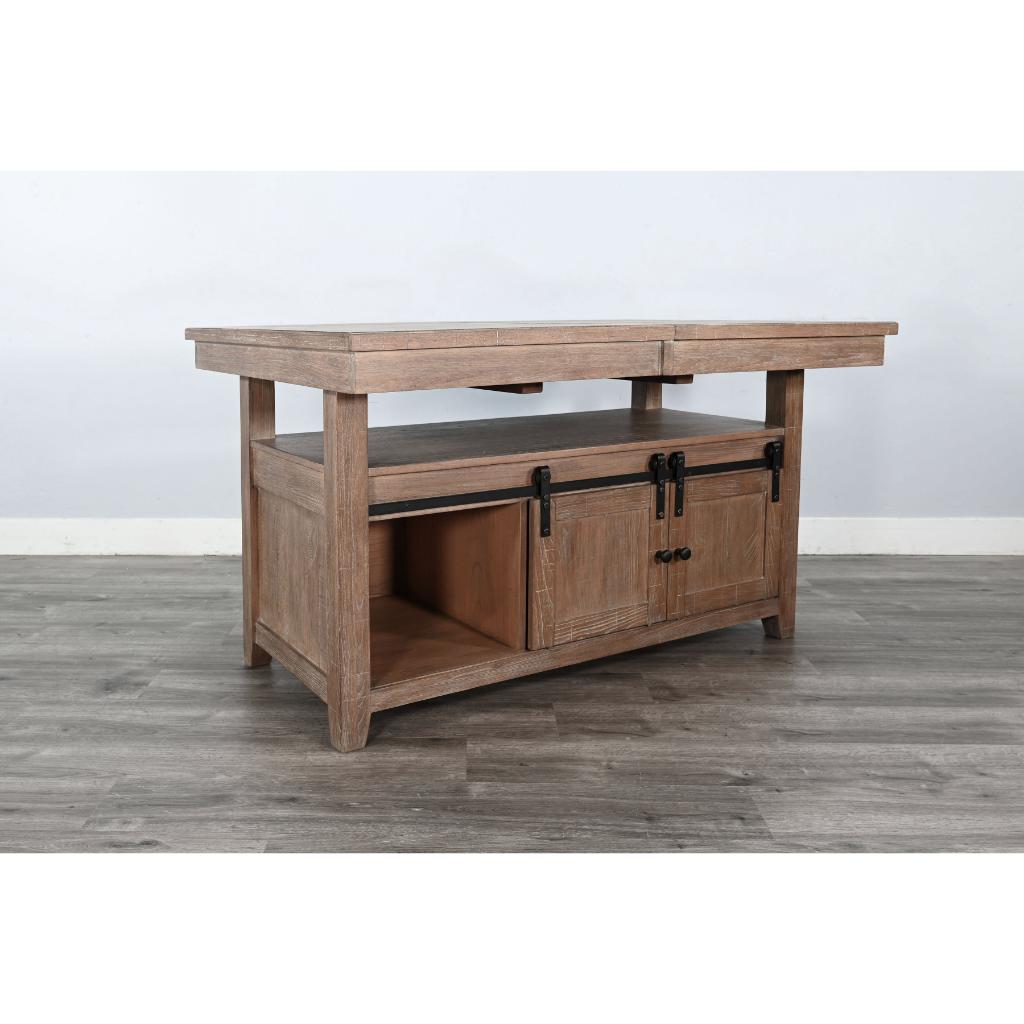 Sunny D Sierra Extendable Dining Table with Barn Door Storage