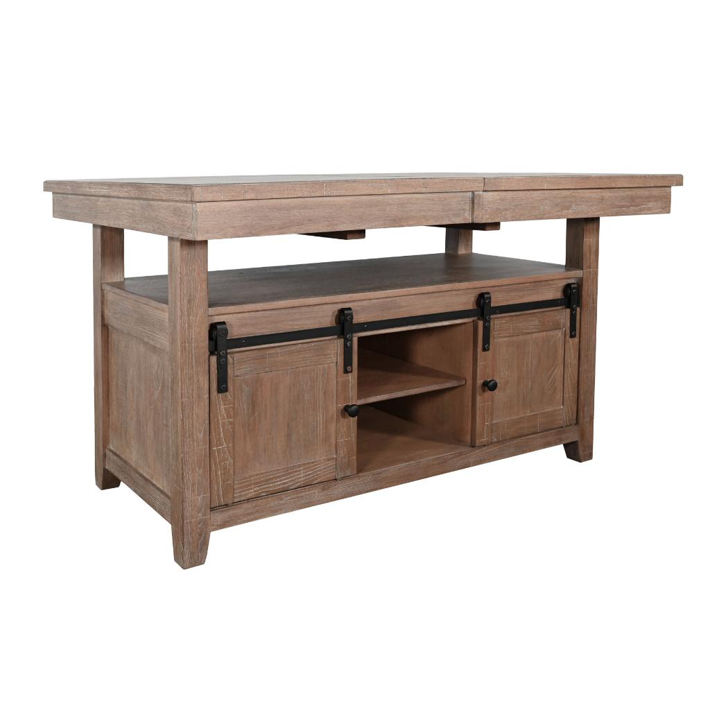 Sunny D Sierra Extendable Dining Table with Barn Door Storage