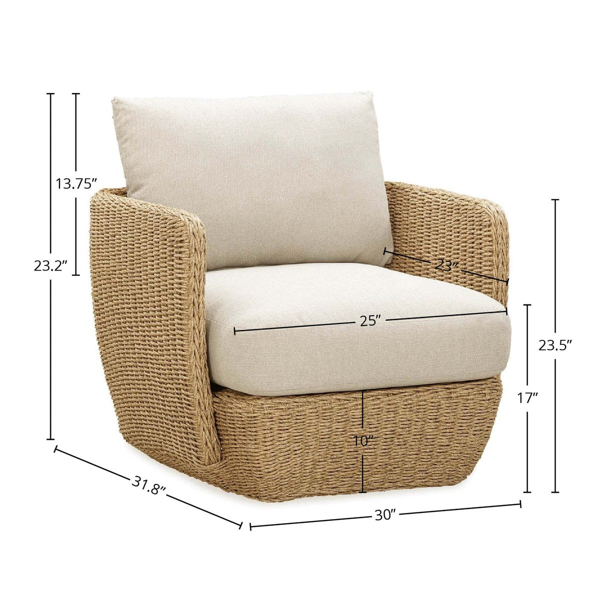 LH Home Siesta All-Weather Wicker Outdoor Club Chair