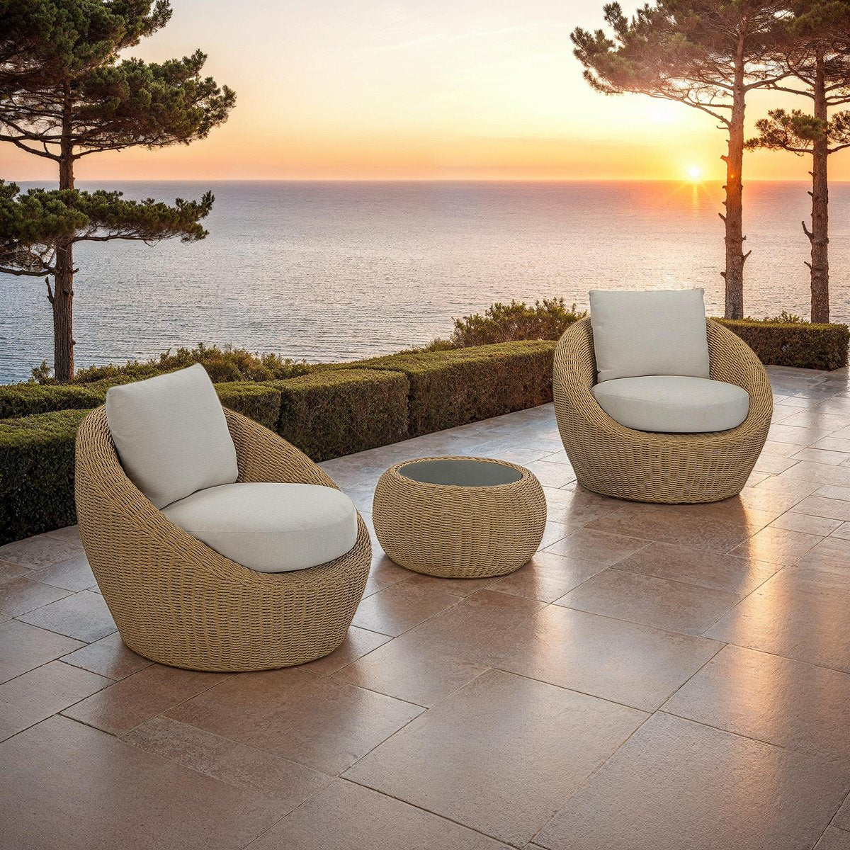 LH Home Siesta All Weather Wicker Outdoor Side Table