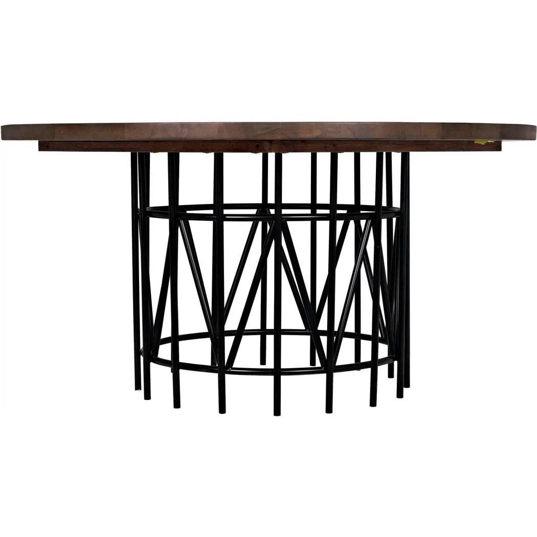 Silberman Dining Table, Dark Walnut W/Black Steel Base