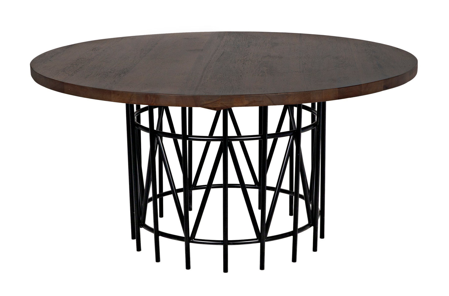 Silberman Dining Table, Dark Walnut W/Black Steel Base-Dining Tables-Noir-Sideboards and Things