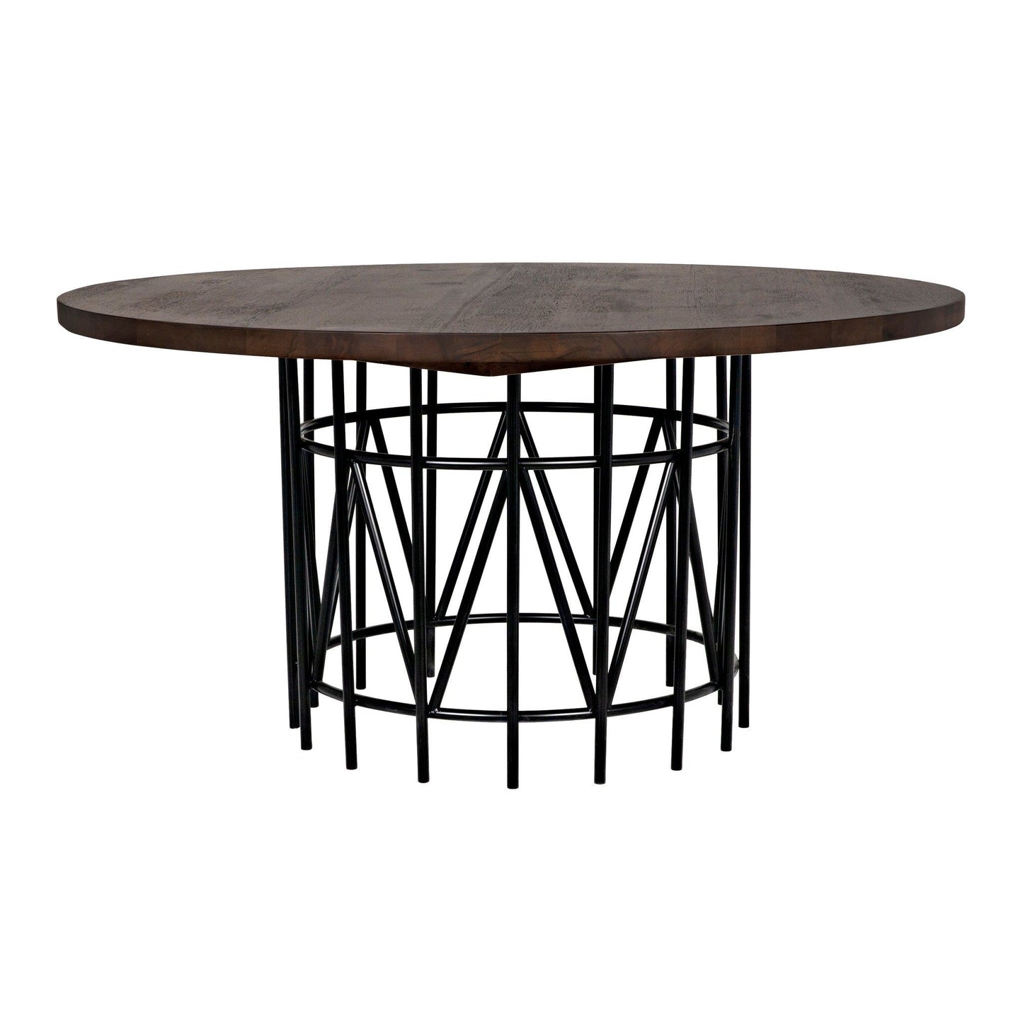 Silberman Dining Table, Dark Walnut W/Black Steel Base-Dining Tables-Noir-Sideboards and Things