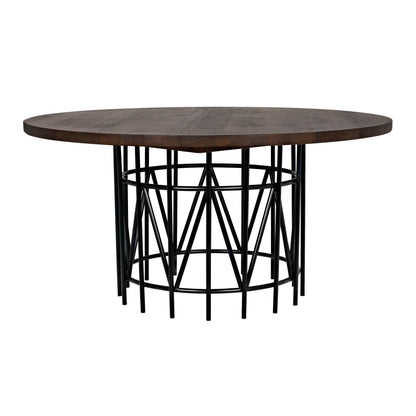 Silberman Dining Table, Dark Walnut W/Black Steel Base-Dining Tables-Noir-Sideboards and Things