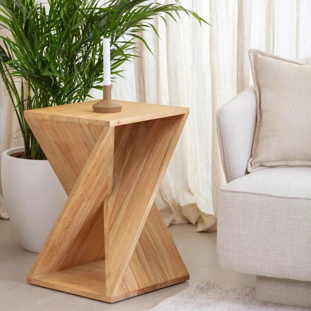 Silhouette Twisted Designed Square Side Table