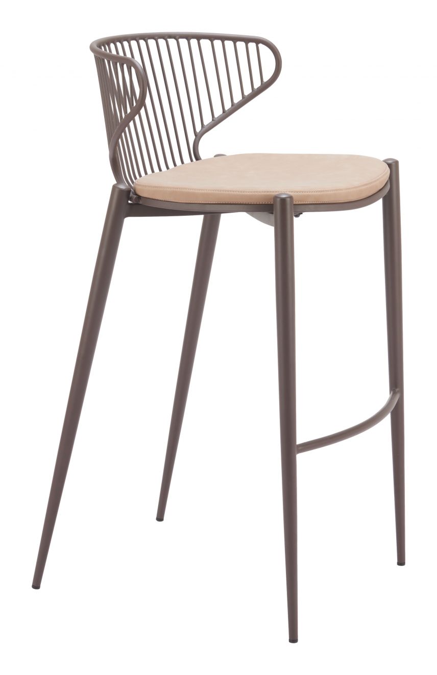 Zuo Modern Silues Faux Leather Barstool 2PC