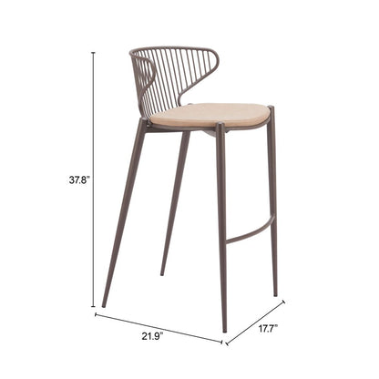 Zuo Modern Silues Faux Leather Barstool 2PC