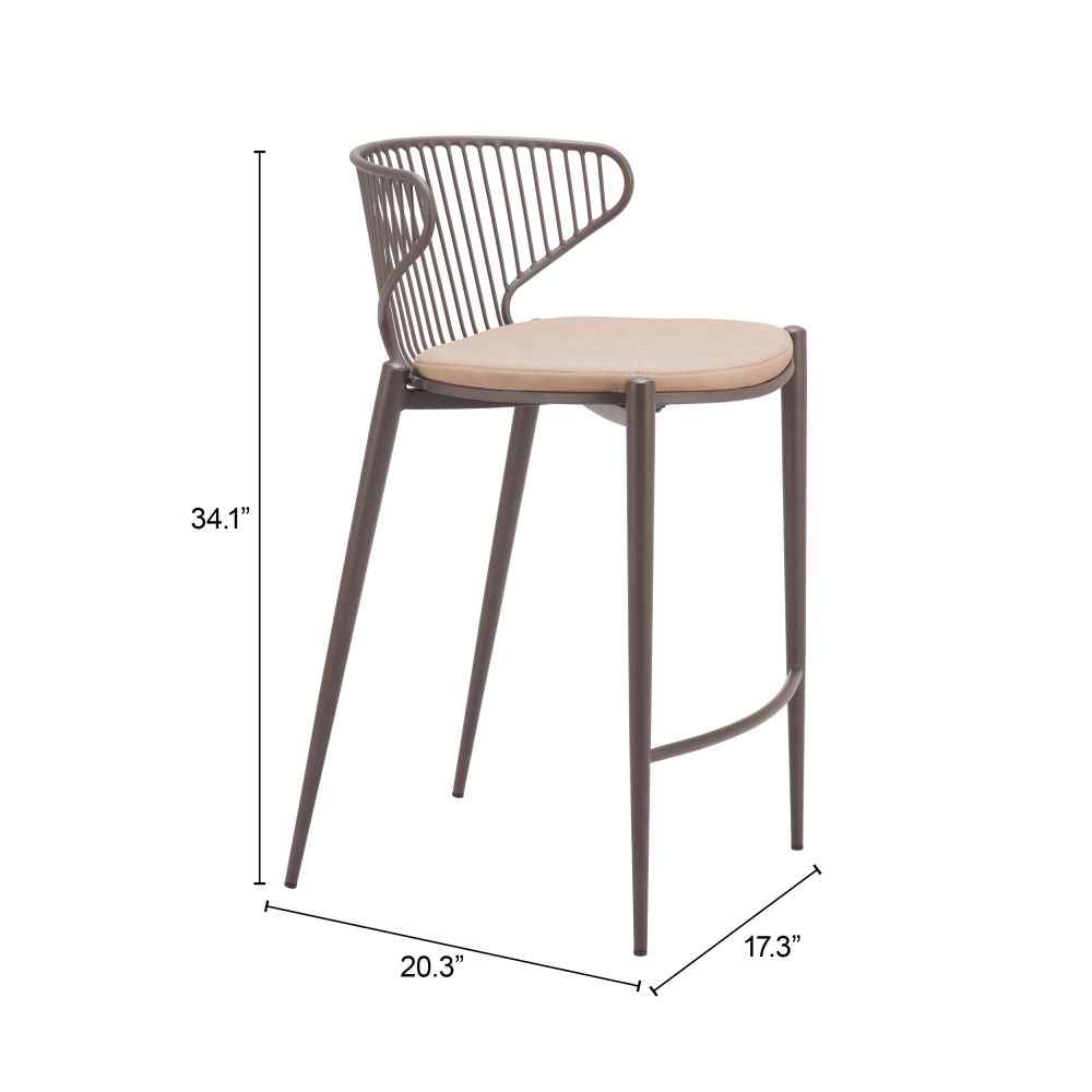Zuo Modern Silues Faux Leather Counter Stool 2PC