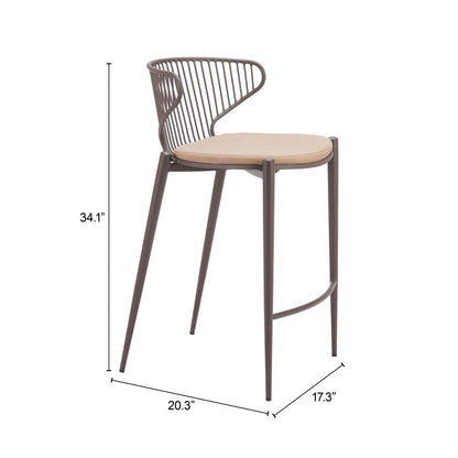 Zuo Modern Silues Faux Leather Counter Stool 2PC