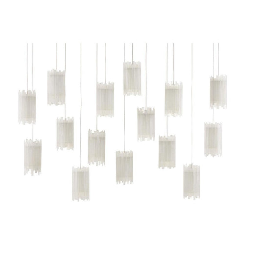 Silver Escenia Rectangular 15-Light Multi-Drop Pendant Pendants Sideboards and Things By Currey & Co