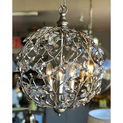 Silver Granello Crystal Bud Silver Orb Chandelier Chandeliers Sideboards and Things By Currey & Co