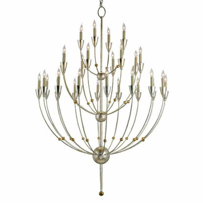 Silver Granello Gold Leaf Paradox Chandelier Chandeliers Sideboards and Things By Currey & Co